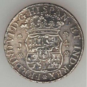Аверс монеты Гватемала, 4 реала, 1754-1760
