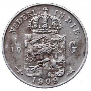 Аверс монеты Голландская Ост-Индия, 1/10 гульдена, 1903-1909