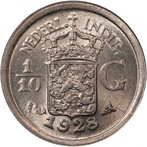 Аверс монеты Голландская Ост-Индия, 1/10 гульдена, 1910-1930