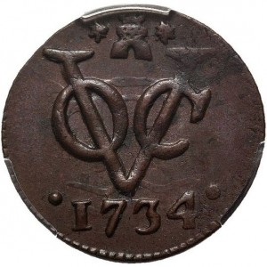 Реверс монеты Голландская Ост-Индия, 1 дуит, 1729-1735, Медь /коричневый цвет/