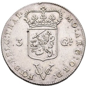 Реверс монеты Голландская Ост-Индия, 3 гульдена, 1786