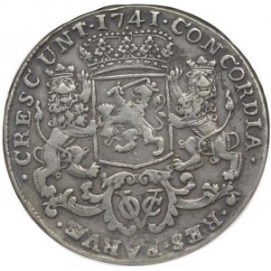 Реверс монеты Голландская Ост-Индия, 1 дукатон, 1728-1741, Герб Зеландии