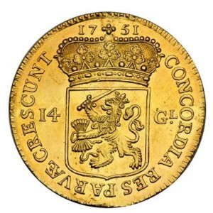 Реверс монеты Голландская республика, 14 гульденов, 1749-1763