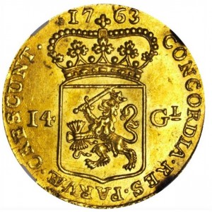 Реверс монеты Голландская республика, 14 гульденов, 1749-1763