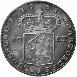 Аверс монеты Голландская республика, ½ гульдена, 1751