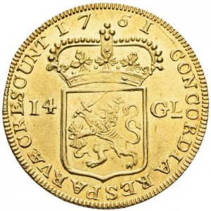 Реверс монеты Голландская республика, 14 гульденов, 1750-1762