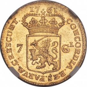Реверс монеты Голландская республика, 7 гульденов, 1761