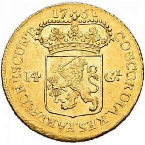Реверс монеты Голландская республика, 14 гульденов, 1761