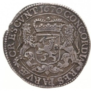 Реверс монеты Голландская республика, ½ серебряного райдера, 1659-1672