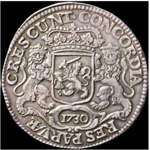 Реверс монеты Голландская республика, 1 дукатон, 1709-1745