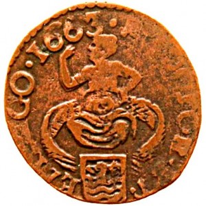 Реверс монеты Голландская республика, 1 дуит, 1641-1670