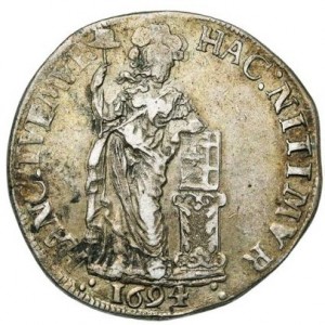 Аверс монеты Голландская республика, 2 гульдена, 1694, Герб со львом