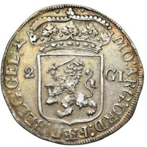 Реверс монеты Голландская республика, 2 гульдена, 1694, Герб со львом