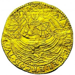 Аверс монеты Голландская республика, ½ розенобля, 1601