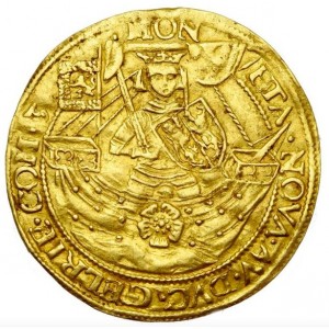 Аверс монеты Голландская республика, 1 розенобль, 1583, Солнце на реверсе