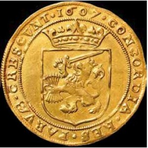 Реверс монеты Голландская республика, 1 золотой райдер, 1607-1620