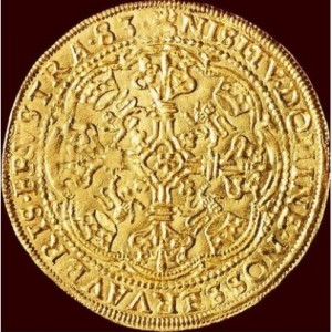 Реверс монеты Голландская республика, 1 розенобль, 1583