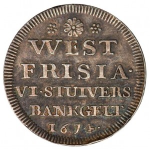 Аверс монеты Голландская республика, 6 стюверов, 1674-1676, Лев на реверсе