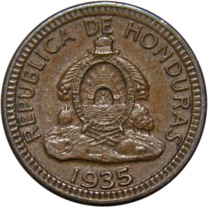Аверс монеты Гондурас, 1 сентаво, 1935-1949
