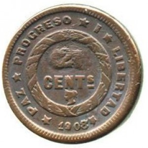 Реверс монеты Гондурас, 2 сентаво, 1907-1908