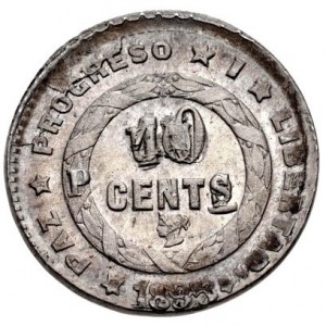 Реверс монеты Гондурас, 10 сентаво, 1886-1900