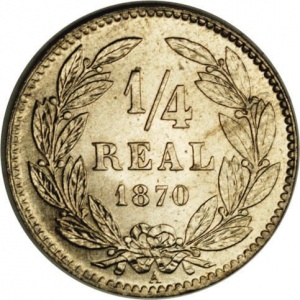 Реверс монеты Гондурас, ¼ реала, 1869-1870