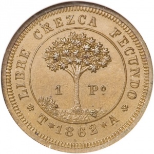 Реверс монеты Гондурас, 1 песо, 1862