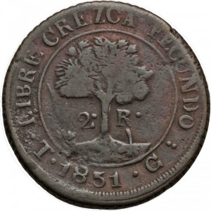 Реверс монеты Гондурас, 2 реала, 1851