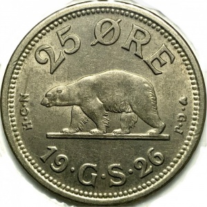 Реверс монеты Гренландия, 25 эре, 1926
