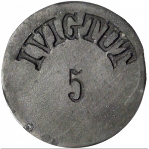 Аверс монеты Гренландия, 5 эре, 1881, Криолитовые шахты Ивигтут