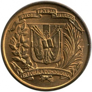 Аверс монеты Доминикана, 1 сентаво, 1968-1975