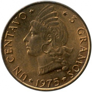 Реверс монеты Доминикана, 1 сентаво, 1968-1975