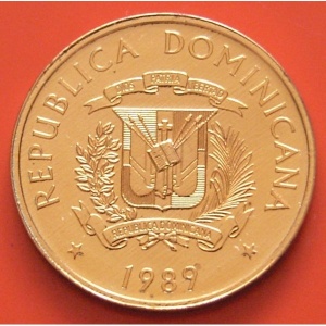Аверс монеты Доминикана, 1 сентаво, 1989