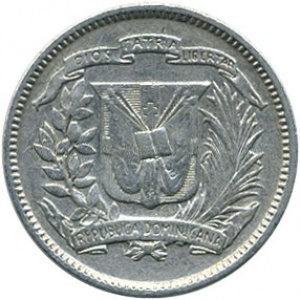 Аверс монеты Доминикана, 10 сентаво, 1937-1961