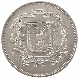 Аверс монеты Доминикана, 25 сентаво, 1967-1972