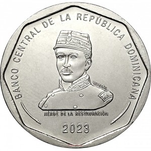 Реверс монеты Доминикана, 25 песо, 2017-2023