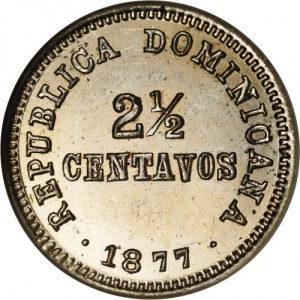 Аверс монеты Доминикана, 2½ сентаво, 1877