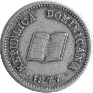Аверс монеты Доминикана, 5 сентаво, 1877
