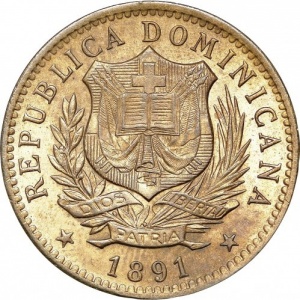 Аверс монеты Доминикана, 10 сентесимо, 1891