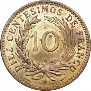 Реверс монеты Доминикана, 10 сентесимо, 1891