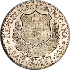Аверс монеты Доминикана, 50 сентесимо, 1891