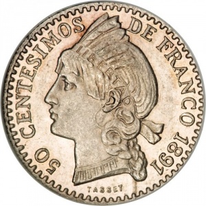 Реверс монеты Доминикана, 50 сентесимо, 1891
