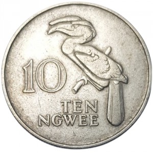 Реверс монеты Замбия, 10 нгве, 1968-1987