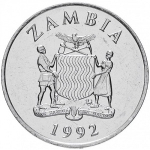 Аверс монеты Замбия, 25 нгве, 1992
