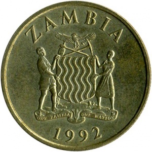 Аверс монеты Замбия, 10 квач, 1992