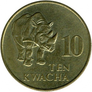 Реверс монеты Замбия, 10 квач, 1992