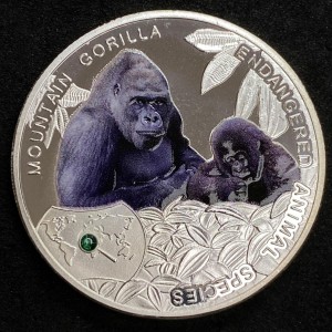 Реверс монеты Замбия, 1000 квач, 2014, Вымирающие виды животных - Горная горилла