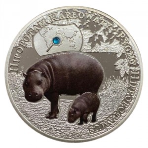 Реверс монеты Замбия, 1000 квач, 2014, Вымирающие виды животных - Карликовый бегемот