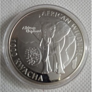Реверс монеты Замбия, 1000 квач, 2015, Африканская дикая природа - Африканский cлон