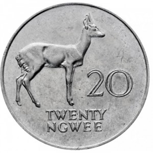 Реверс монеты Замбия, 20 нгве, 1968-1988
